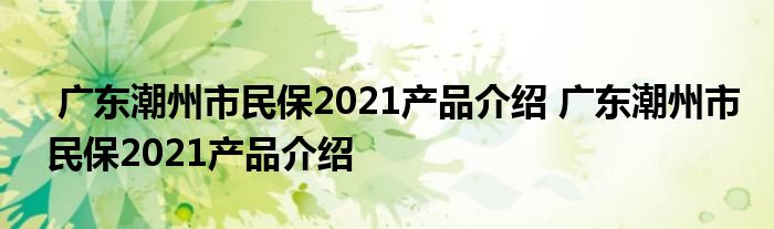 广东潮州市民保2021产品介绍 广东潮州市民保2021产品介绍