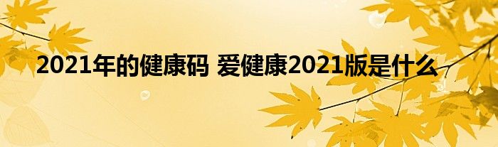 2021年的健康码 爱健康2021版是什么