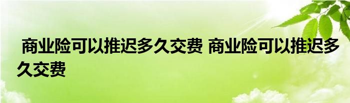 商业险可以推迟多久交费 商业险可以推迟多久交费