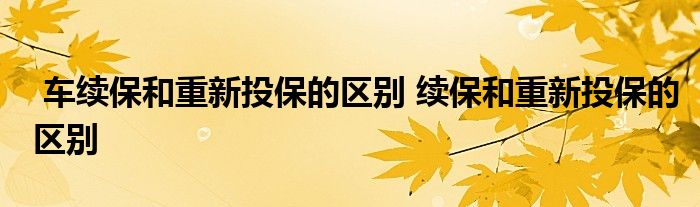 车续保和重新投保的区别 续保和重新投保的区别