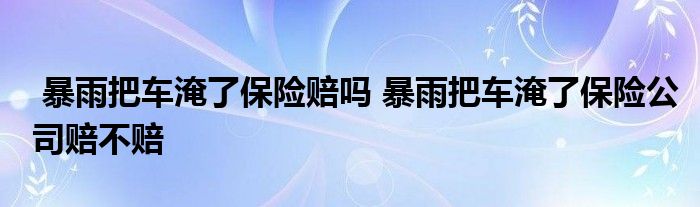 暴雨把车淹了保险赔吗 暴雨把车淹了保险公司赔不赔