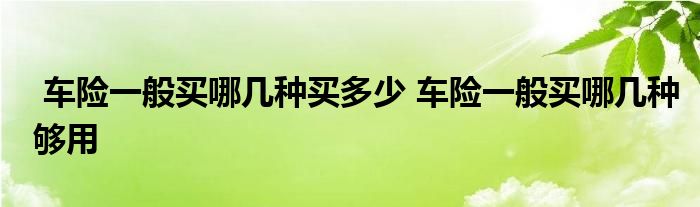 车险一般买哪几种买多少 车险一般买哪几种够用