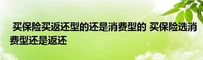 买保险买返还型的还是消费型的 买保险选消费型还是返还