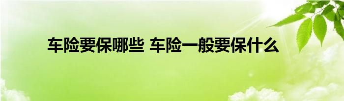 车险要保哪些 车险一般要保什么