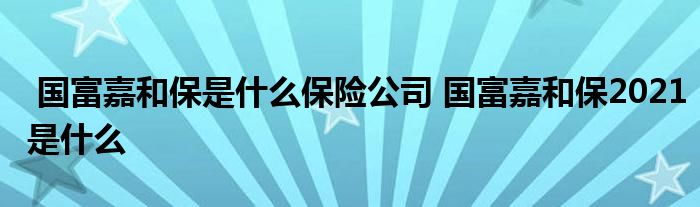 国富嘉和保是什么保险公司 国富嘉和保2021是什么