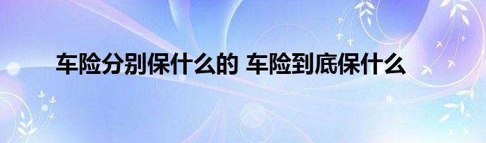 车险分别保什么的 车险到底保什么