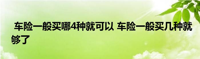 车险一般买哪4种就可以 车险一般买几种就够了