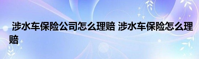 涉水车保险公司怎么理赔 涉水车保险怎么理赔