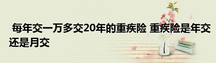 每年交一万多交20年的重疾险 重疾险是年交还是月交