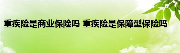 重疾险是商业保险吗 重疾险是保障型保险吗