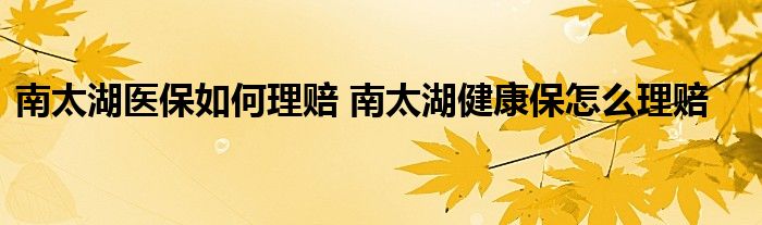 南太湖医保如何理赔 南太湖健康保怎么理赔