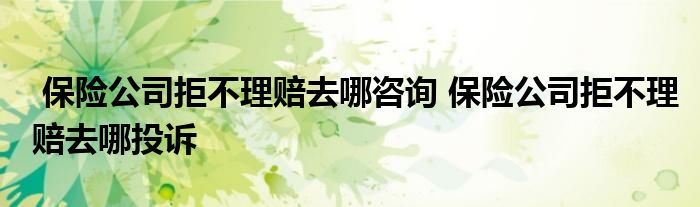 保险公司拒不理赔去哪咨询 保险公司拒不理赔去哪投诉