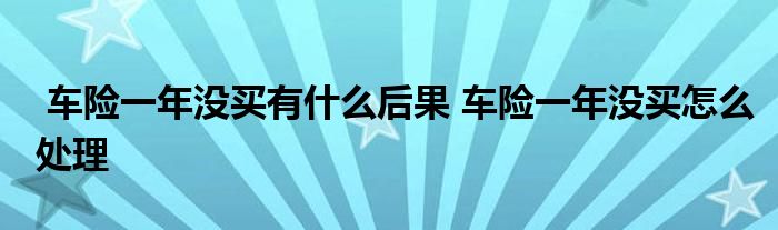 车险一年没买有什么后果 车险一年没买怎么处理