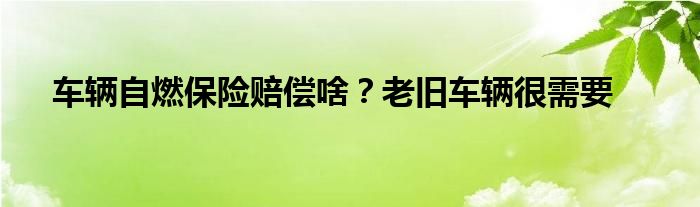 车辆自燃保险赔偿啥？老旧车辆很需要