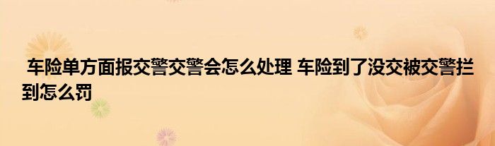 车险单方面报交警交警会怎么处理 车险到了没交被交警拦到怎么罚