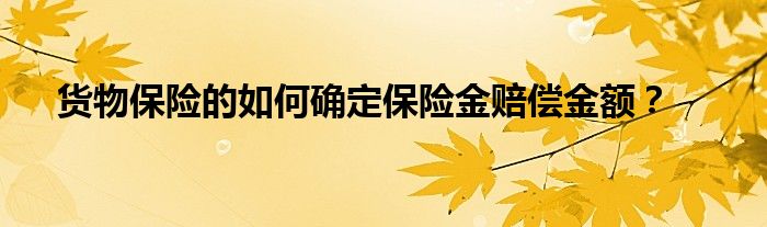 货物保险的如何确定保险金赔偿金额？