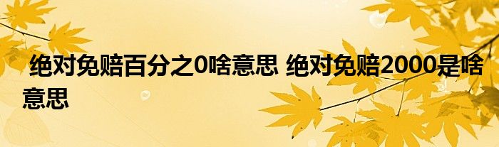 绝对免赔百分之0啥意思 绝对免赔2000是啥意思