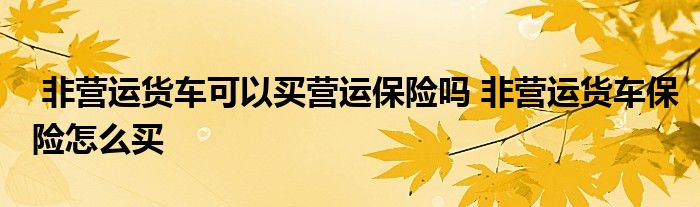 非营运货车可以买营运保险吗 非营运货车保险怎么买