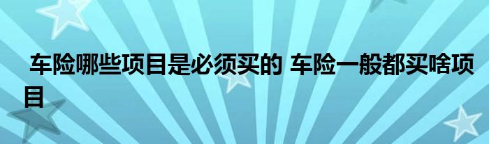 车险哪些项目是必须买的 车险一般都买啥项目