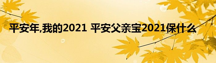 平安年,我的2021 平安父亲宝2021保什么