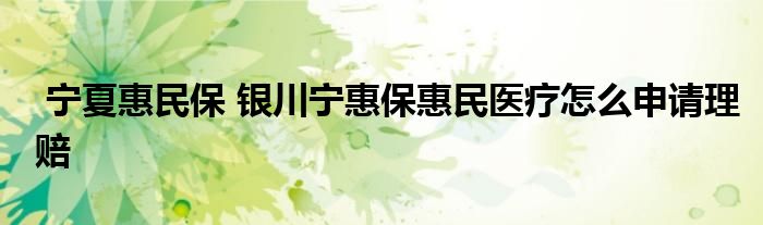 宁夏惠民保 银川宁惠保惠民医疗怎么申请理赔