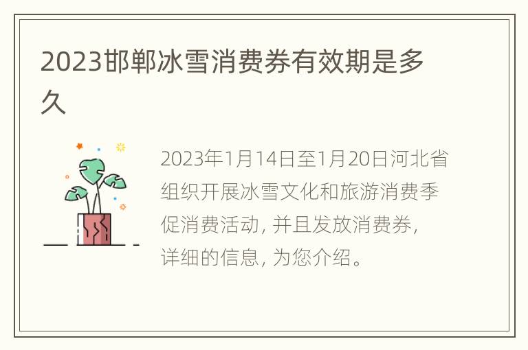 2023邯郸冰雪消费券有效期是多久